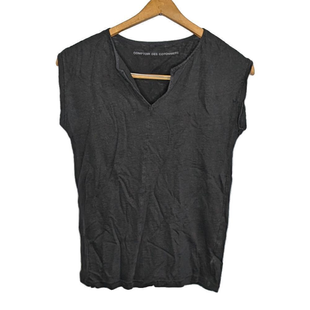Comptoir Des Cotonnier‎ V-Neck Top Blouse Gray Size XS